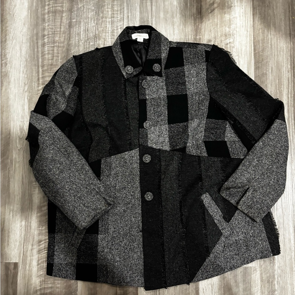 Coldwater Creek Black and Gray Patchwork Jacket